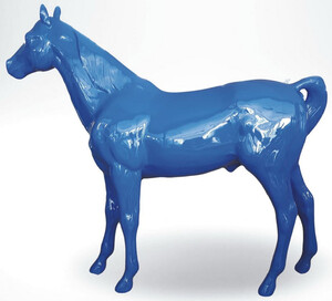 Casa Padrino Luxus Deko Skulptur Pferd Blau 245 x H. 200 cm - Riesige Gartenskulptur - Lebensgroe Skulptur - XXL Deko Skulptur - XXL Deko Figur - XXL Tierfigur - Luxus Deko Tierfigur