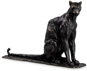 Casa Padrino Luxus Deko Skulptur Panther 37 x 10 x H. 24 cm - Bronze Deko Skulptur - Bronze Deko Figur - Schreibtisch Deko - Wohnzimmer Deko - Luxus Qualitt