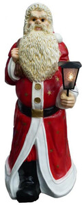 Casa Padrino Luxus Deko Skulptur Weihnachtsmann mit Laterne Rot / Mehrfarbig H. 175 cm - Lebengroe Weihnachts Deko Figur - XXL Deko Skulptur - XXL Deko Figur - XXL Weihnachts Skulptur