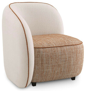 Casa Padrino Luxus Designer Sessel Linke Seite Creme / Orange / Schwarz 90 x 85 x H. 82 cm - Wohnzimmer Sessel - Hotel Sessel - Wohnzimmer Mbel - Luxus Mbel - Wohnzimmer Einrichtung