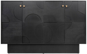 Casa Padrino Luxus Designer Sideboard Schwarz 172,5 x 50 x H. 107,5 cm - Massivholz Schrank mit 4 Tren - Schlafzimmer Schrank - Wohnzimmer Schrank - Bro Schrank - Luxus Mbel