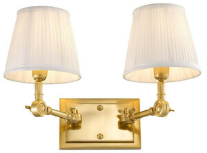 Casa Padrino Luxus Doppel Wandleuchte Gold / Wei 33 x 25 x H. 25 cm - Edle Wandlampe mit Schwenkarmen - Luxus Qualitt
