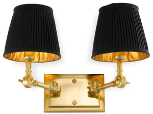 Casa Padrino Luxus Doppel Wandleuchte Gold / Schwarz 33 x 25 x H. 25 cm - Edle Wandlampe mit Schwenkarmen - Luxus Qualitt