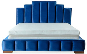 Casa Padrino Luxus Doppelbett Blau / Braun - Verschiedene Gren - Modernes Bett mit Matratze - Schlafzimmer Mbel