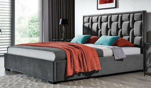 Casa Padrino Luxus Doppelbett Grau / Schwarz - Verschiedene Gren - Modernes Massivholz Bett mit Kopfteil - Schlafzimmer Mbel - Luxus Kollektion