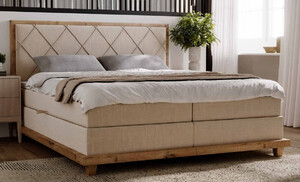 Casa Padrino Luxus Doppelbett Naturfarben 170 x 210 x H. 115 cm - Massivholz Bett mit Matratze - Schlafzimmer Mbel - Hotel Mbel - Luxus Mbel - Luxus Einrichtung