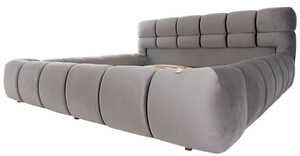 Casa Padrino Luxus Doppelbett Grau - Verschiedene Gren - Modernes Bett mit Kopfteil und Lattenrost - Moderne Schlafzimmer Mbel