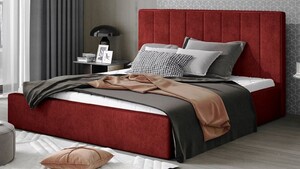 Casa Padrino Luxus Doppelbett mit Matratze Bordeauxrot - Verschiedene Gren