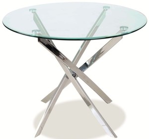 Casa Padrino Luxus Esstisch Silber  90 x H. 71 cm - Moderner runder Esszimmertisch mit gehrteter Glasplatte und verchromten Metall Tischbeinen - Kchenmbel