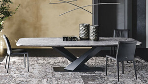 Casa Padrino Luxus Esstisch Schwarz 300 x 128 x H. 73 cm - Esszimmertisch mit hochwertiger Keramik Tischplatte - Moderne Esszimmer Mbel - Luxus Qualitt - Made in Italy