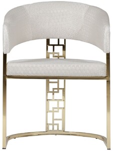 Casa Padrino Luxus Esszimmer Stuhl mit Armlehnen Wei / Gold H. 83 cm