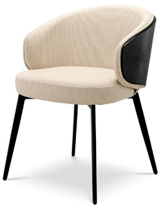 Casa Padrino Luxus Esszimmer Stuhl Sandfarben / Schwarz 57 x 62 x H. 77 cm - Kchenstuhl mit Armlehnen - Esszimmer Mbel - Luxus Mbel - Luxus Qualitt