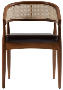 Casa Padrino Luxus Esszimmer Stuhl mit Armlehnen Braun / Naturfarben / Schwarz H. 79 cm