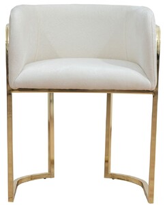 Casa Padrino Luxus Esszimmer Stuhl mit Armlehnen Creme / Gold H. 74 cm
