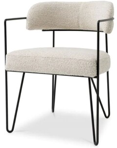 Casa Padrino Luxus Esszimmer Stuhl mit Armlehnen Wei / Schwarz H. 75 cm