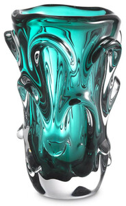 Casa Padrino Luxus Glas Vase Trkis  20 x H. 31 cm - Moderne Deko Blumenvase - Deko Accessoires - Luxus Kollektion