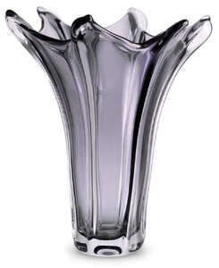 Casa Padrino Luxus Glas Vase Grau  32 x H. 35 cm - Mundgeblasene Blumenvase - Deko Blumenvase - Deko Accessoires - Deko Glas Vasen - Luxus Accessoires