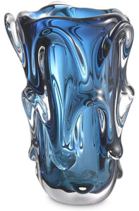 Casa Padrino Luxus Glas Vase Blau  20 x H. 31 cm - Moderne Deko Blumenvase - Deko Accessoires - Luxus Kollektion