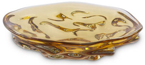Casa Padrino Luxus Glasschale Gelb  27,5 x H. 7 cm - Mundgeblasene Deko Glas Obstschale - Glas Deko Accessoirs - Luxus Kollektion