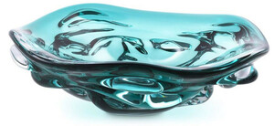 Casa Padrino Luxus Glasschale Trkis  27,5 x H. 7 cm - Mundgeblasene Deko Glas Obstschale - Glas Deko Accessoirs - Luxus Kollektion