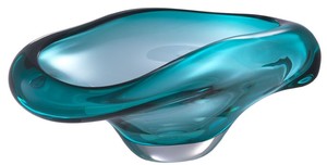 Casa Padrino Luxus Glasschale Trkis 22 x 14 x H. 10,5 cm - Designer Deko Schale - Obstschale aus mundgeblasenem Glas