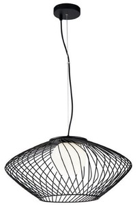 Casa Padrino Luxus Hngeleuchte Schwarz / Wei  52 x H. 24 cm - Hhenverstellbare Metall Pendelleuchte mit Glas Lampenschirm