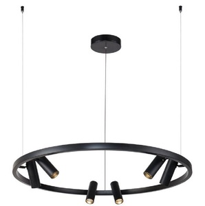 Casa Padrino Hngeleuchte Schwarz  90 cm - Runde Pendelleuchte mit verstellbaren LED Spots