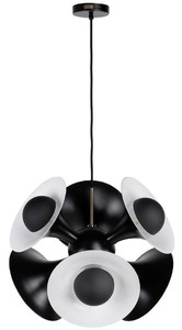 Casa Padrino Luxus Hngeleuchte Schwarz / Wei 55 x 55 x H. 53 cm - Aluminium Pendelleuchte - Wohnzimmer Lampe - Luxus Kollektion