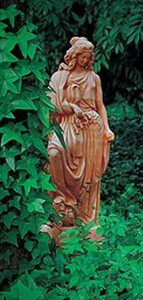 Casa Padrino Luxus Jugendstil Deko Skulptur Dame Beige H. 135 cm - Prunkvolle Keramik Statue - Handgefertigte Deko Figur - Garten & Terrassen Deko Accessoires
