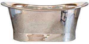 Casa Padrino Luxus Jugendstil Kupfer Badewanne Silber Verchromt 170 x 71 x H. 71 cm - Freistehende Retro Badewanne - Rustikale Kupfer Badezimmer Mbel