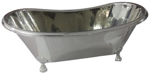 Casa Padrino Luxus Jugendstil Kupfer Badewanne Silber / Silber Verchromt 170 x 72 x H. 71 cm - Freistehende Retro Badewanne - Rustikale Kupfer Badezimmer Mbel