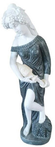 Casa Padrino Luxus Jugendstil Marmor Deko Skulptur Frau mit Krug Schwarz / Wei / Beige - Elegante Garten Deko Figur - Terrassen Deko Figur - Barock & Jugendstil Garten Deko Accessoires