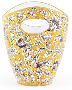 Casa Padrino Luxus Keramik Eiseimer Gelb / Mehrfarbig  27 x H. 25 cm - Handgefertigter & handbemalter Eiskbel - Weinkhler - Sektkhler - Champagnerkhler - Luxus Qualitt - Made in Italy