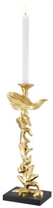 Casa Padrino Luxus Kerzenhalter Messingfarben / Schwarz 16,5 x 13 x H. 48 cm - Messing Kerzenstnder mit Granitsockel - Deko Accessoires
