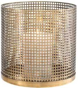 Casa Padrino Luxus Kerzenleuchter Vintage Messingfarben  25,5 x H. 25 cm - Runder Kerzenleuchter aus Edelstahl und Glas - Luxus Deko Accessoires