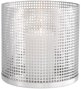Casa Padrino Luxus Kerzenleuchter Silber  25,5 x H. 25 cm - Runder Kerzenleuchter aus Edelstahl und Glas - Luxus Deko Accessoires