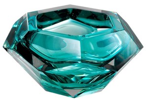 Casa Padrino Luxus Kristallglas Schssel Trkis 20 x 20 x H. 9,5 cm - Sechseckige Deko Schssel - Luxus Accessoires