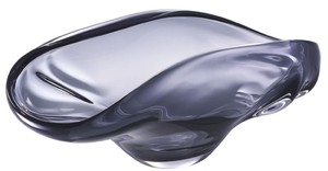 Casa Padrino Luxus Glasschale Grau 22 x 14 x H. 10,5 cm - Designer Deko Schale - Obstschale aus mundgeblasenem Glas