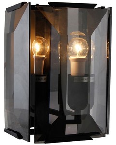 Casa Padrino Luxus Wandleuchte Schwarz / Grau 19 x 19 x H. 27 cm - Elegante Wandlampe mit getntem Glas - Luxus Qualitt