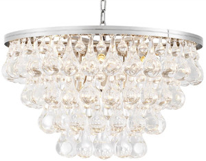 Casa Padrino Luxus Glas Kronleuchter Silber  65 x H. 41 cm - Edler Wohnzimmer Kronleuchter - Luxus Qualitt