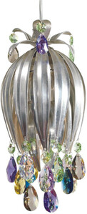 Casa Padrino Luxus LED Hngeleuchte Silber / Mehrfarbig  12 x H. 26 cm - Moderne Metall Hngelampe mit Swarovski Kristallglas - Luxus Kollektion