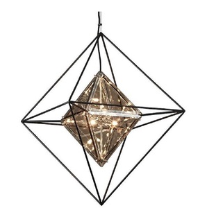 Casa Padrino Luxus LED Hngeleuchte Schwarz 61 x 61 x H. 85,7 cm - Designer Lampe mit handgefertigtem Schmiedeeisen Rahmen