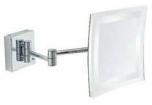 Casa Padrino Luxus LED Kosmetik Spiegel Silber 22 x 39 x H. 22 cm - Verstellbarer Kosmetik Wandspiegel - Verchromter Badezimmer Schmink Spiegel - Luxus Badezimmer Accessoires