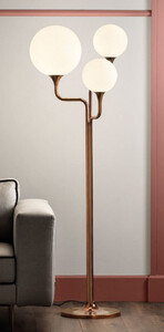 Casa Padrino Luxus Stehleuchte Kupfer / Beige 52 x 45 x H. 170 cm - Metall Stehlampe mit Glas Lampenschirmen - Luxus Stehleuchten - Luxus Qualitt - Made in Italy