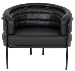 Casa Padrino Luxus Leder Sessel Schwarz 86 x 71 x H. 69 cm - Echtleder Wohnzimmer Sessel - Echtleder Mbel - Luxus Mbel