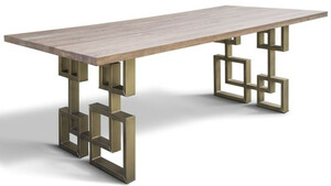 Casa Padrino Designer Massivholz Esstisch mit rustikaler Eichenholz Tischplatte und Stahl Beinen - Verschiedene Farben & Gren - Esszimmer Tisch