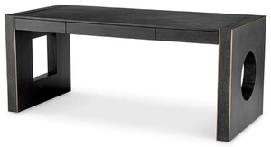Casa Padrino Luxus Schreibtisch mit 3 Schubladen Schwarzgrau / Bronze 180,5 x 80 x H. 76 cm - Brotisch - Computertisch - Bro Mbel - Luxus Mbel - Luxus Einrichtung - Luxus Qualitt