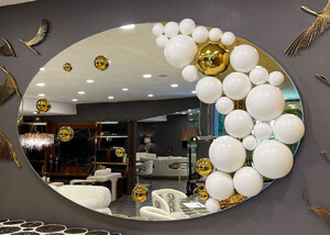 Casa Padrino Luxus Designer Spiegel Wei / Gold 190 x H. 120 cm - Ovaler Wandspiegel - Garderoben Spiegel - Luxus Mbel - Hotel Mbel - Designer Mbel