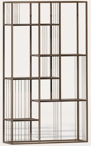 Casa Padrino Luxus Metall Regalschrank mit Holzregalen Braun 118 cm