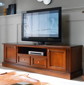 Casa Padrino Luxus Biedermeier TV Kommode 200 x 50 x H 61 cm - Sideboard Fernsehschrank Braun Holzfarben Mbel